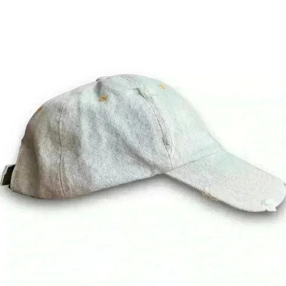 Denim Distressed Womens Washed Denim David & Young Baseball Cap Rose Embroidered - Picture 4 of 11